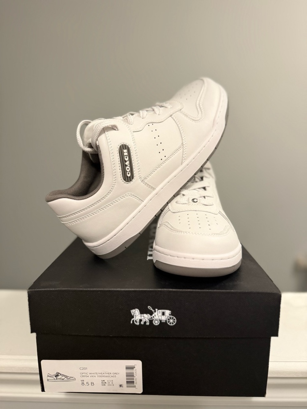Coach White Leather Sneakers with Grey Lining
